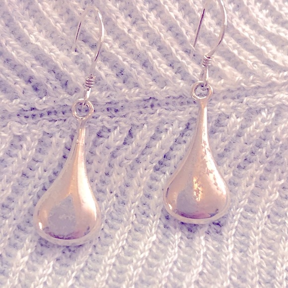 Vintage Sterling Silver Teardrop Earrings - Picture 1 of 5